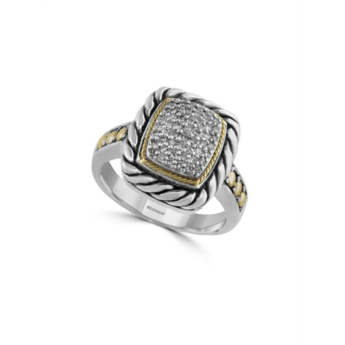 Effy Two Tone 18K Yellow Gold, Sterling Silver & Diamond Ring/Size 7
