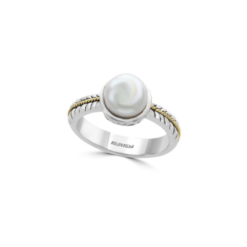 Effy Two Tone 18K Yellow Gold, Sterling Silver & 10MM Freshwater Pearl Ring