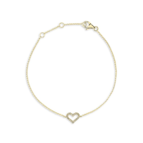Effy 14K Yellow Gold & Diamond Heart Bracelet