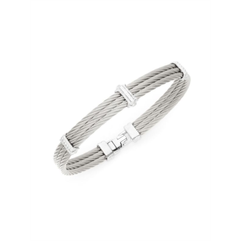 Alor Diamond 18K White Gold Triple Cable Bracelet