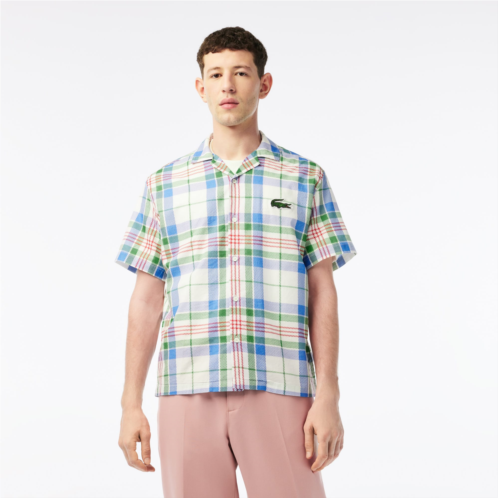 Lacoste Mens Short Sleeve Organic Cotton Check Shirt