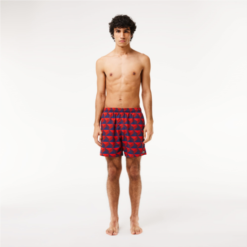 Lacoste Mens Graphic Print Swim Trunks