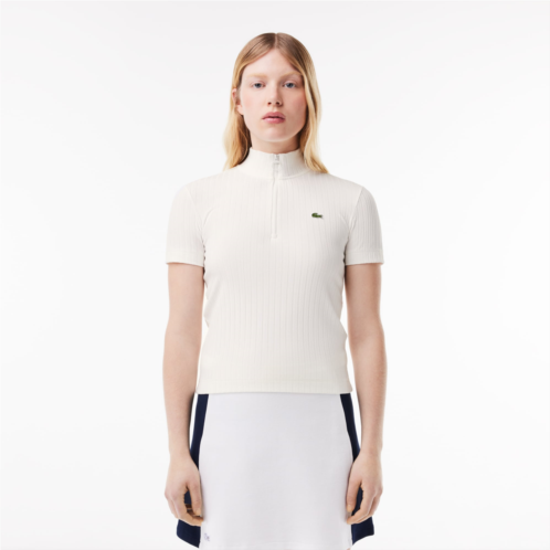 Lacoste Womens Slim Fit High Zip Neck Polo