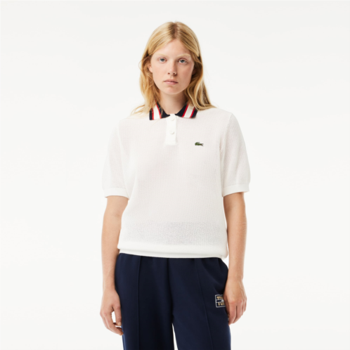 Lacoste Womens Short Sleeve Polo Neck Cotton Sweater