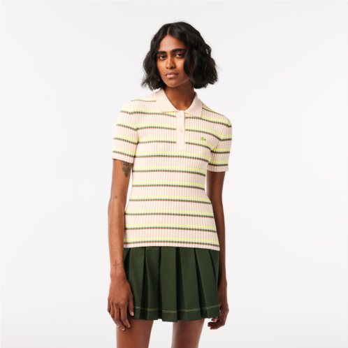 Lacoste Womens Made In France Organic Cotton Striped Polo