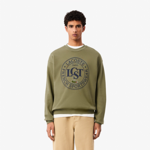 Lacoste Mens Loose Fit Printed Fleece Sweatshirt