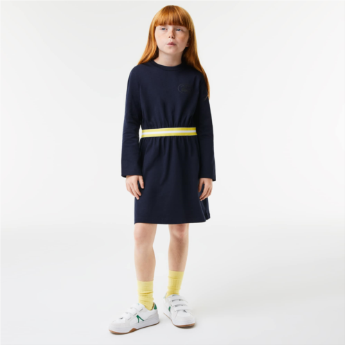 Lacoste Kids Contrast Waist Cotton Jersey Dress