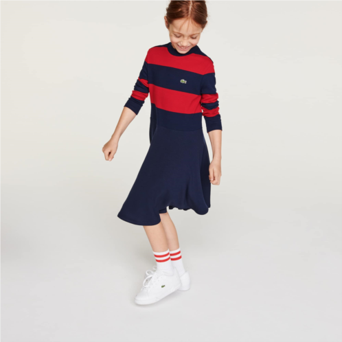 Lacoste Girls Striped Knit Turtleneck Sweater