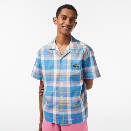 Lacoste Mens Short Sleeve Organic Cotton Check Shirt