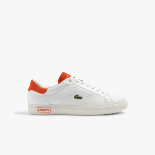 Lacoste Mens Powercourt 2.0 Orange Leather Sneakers