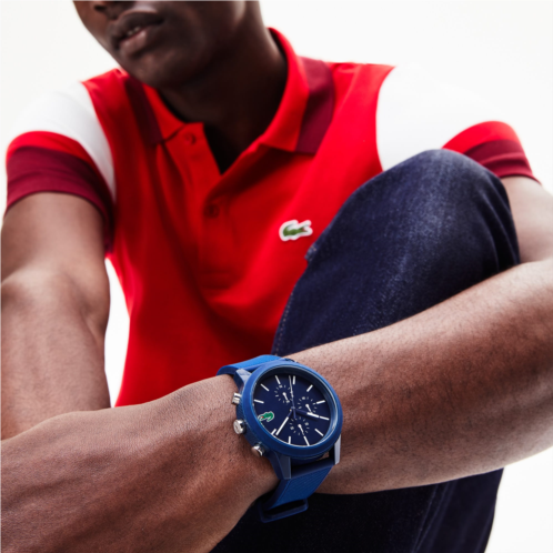 Mens Lacoste.12.12 Chronograph Watch With Blue Silicone Strap