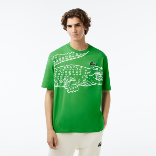 Lacoste Mens Loose Fit Crocodile Print Crew Neck T-Shirt