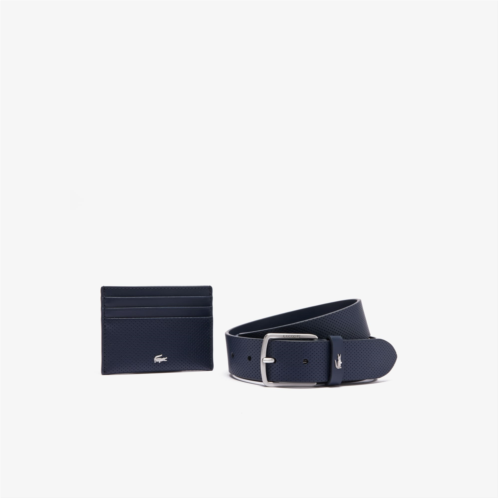 Lacoste Mens Leather Belt & Card Holder Gift Set