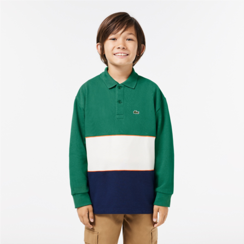 Lacoste Kids Long Sleeve Cotton Pique Colorblock Polo