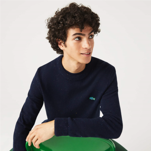 Lacoste Mens Regular Fit Speckled Print Wool Jersey Sweater