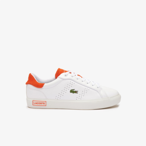 Lacoste Womens Powercourt 2.0 Orange Leather Sneakers