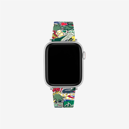 Unisex Lacoste Silicone Comic Print Apple Watch Strap