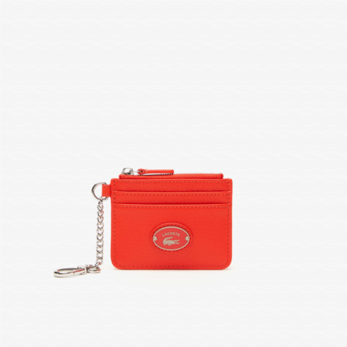 Lacoste Womens Snap Hook Grained Leather Card Holder