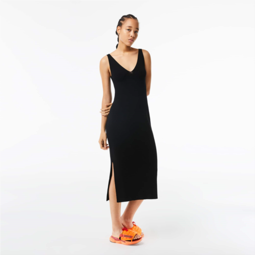 Lacoste Womens Sleeveless Knit Midi Dress