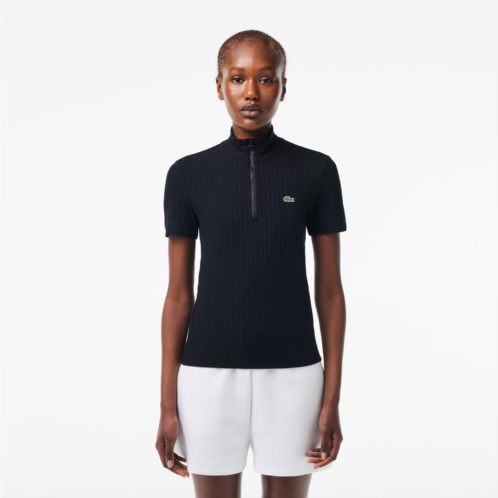 Lacoste Womens Slim Fit Flat Ribbed High Half-Zip Polo