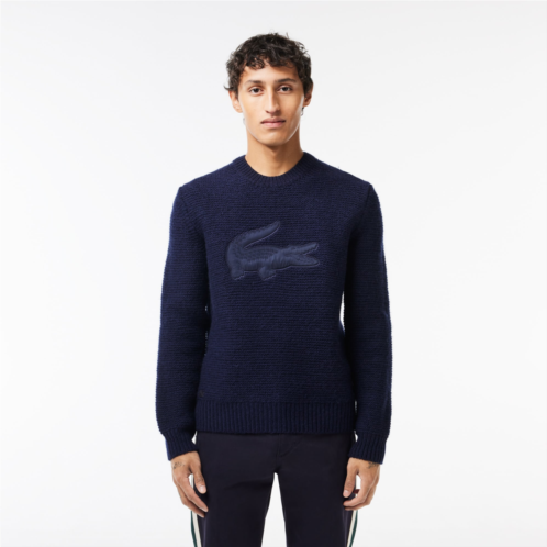 Lacoste Mens Wool Sweater with Quilted Croc Badge
