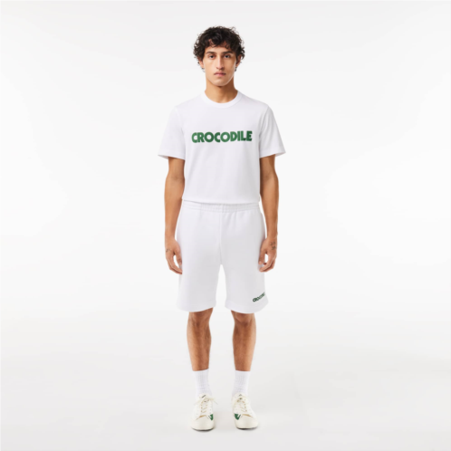 Lacoste Mens Embroidered Slogan Fleece Shorts