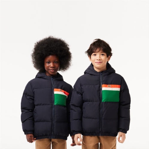 Lacoste Kids Contrast Stripe Hooded Puffer Jacket