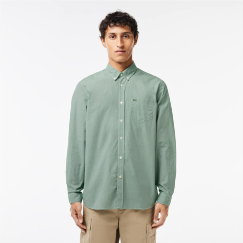 Lacoste Mens Regular Fit Gingham Poplin Shirt