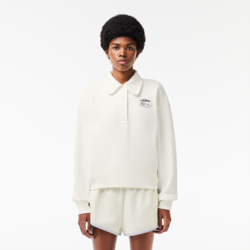 Lacoste Womens Polo CollarEmbroidered Sweatshirt