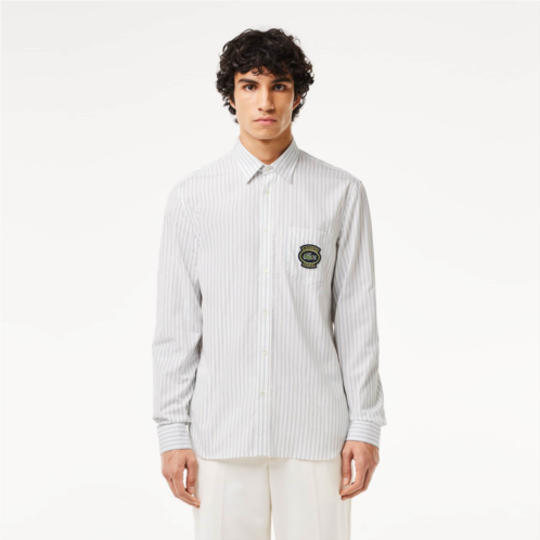 Lacoste Mens Regular Fit Badge Accent Striped Shirt