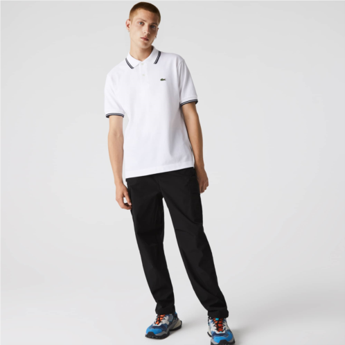 Lacoste Mens Classic Fit Striped Accents Cotton Pique Polo