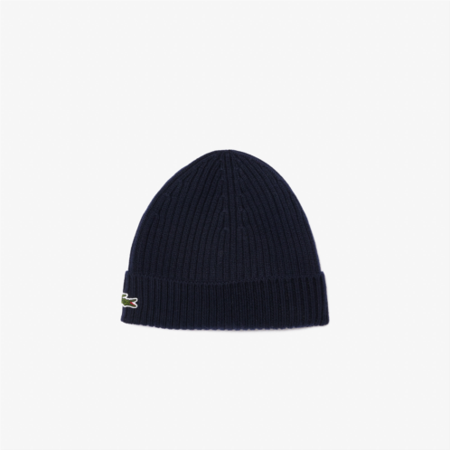 Lacoste Unisex Rib Knit Brushed Wool Beanie