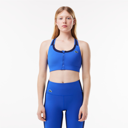 Lacoste Womens Zipped Colorblock Sport Bralette