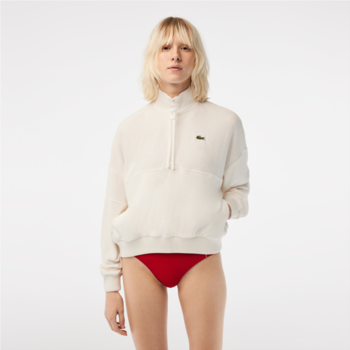 Lacoste Womens High-Neck Terry Cloth Half Zip Sweatshirt