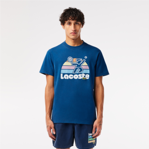 Lacoste Mens Washed Effect Tennis Print T-Shirt