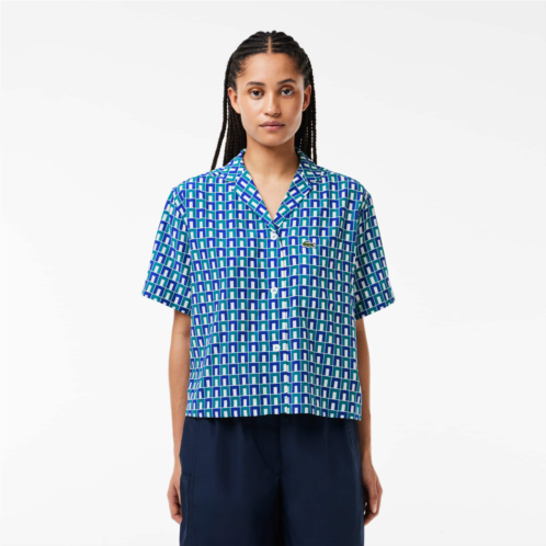 Lacoste Womens Oversized Short Sleeve Patterned Shirt