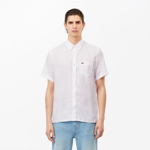 Lacoste Mens Short Sleeve Linen Shirt