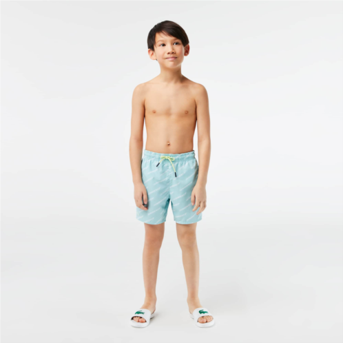 Lacoste Kids Printed Recycled Polyester Swim Trunks