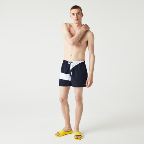 Lacoste Mens Heritage Graphic Patch Light Swimming Trunks