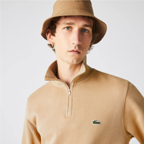 Lacoste Mens Ribbed Quarter-Zip Sweatshirt