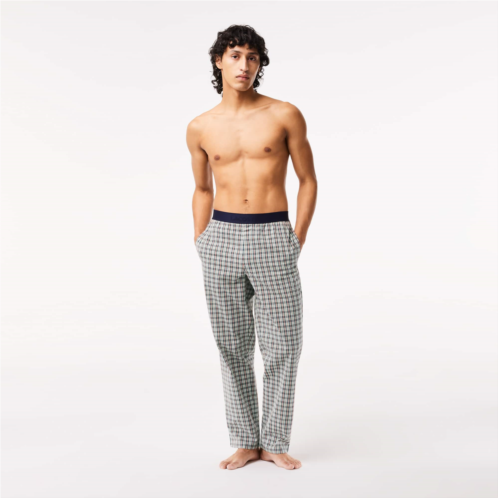 Lacoste Mens Cotton Poplin Check Print Pajama Pants