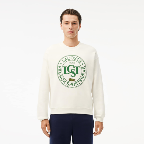 Lacoste Mens Loose Fit Printed Fleece Sweatshirt