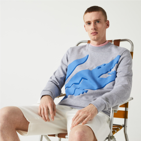 Lacoste Mens Crew Neck Print Organic Cotton Fleece Sweatshirt