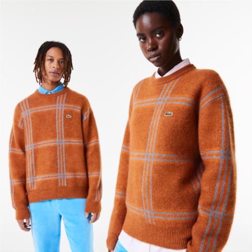 Lacoste Unisex Relaxed Fit Tartan Pattern Wool Blend Sweater