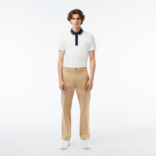 Lacoste Mens Monogram Print Straight Cut Chinos