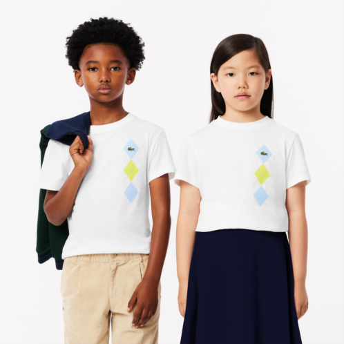 Lacoste Kids Argyle Print Cotton T-Shirt