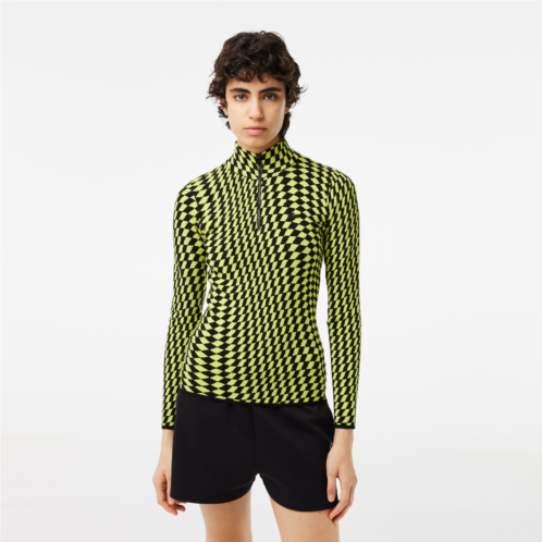 Lacoste Womens Two-Tone Jacquard Half-Zip Sweater