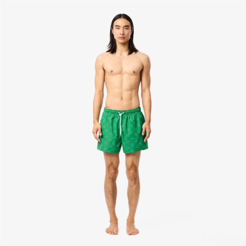 Lacoste Mens Crocodile Print Swim Trunks