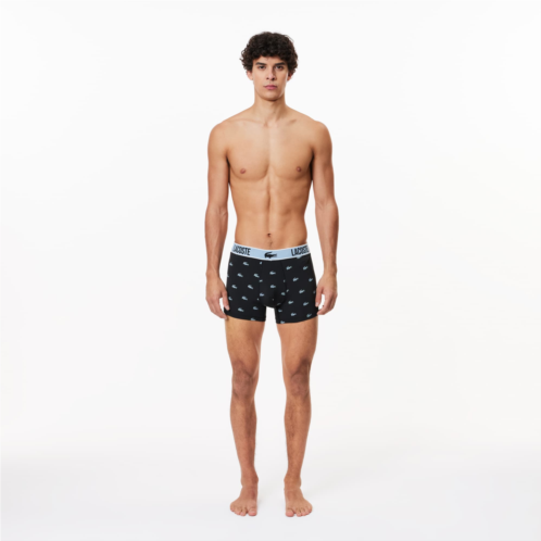 Lacoste Mens 3-Pack Printed Microfiber Trunks