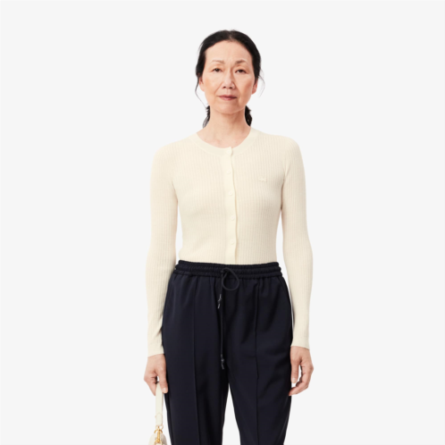 Lacoste Womens Merino Wool 3D Knit Cardigan